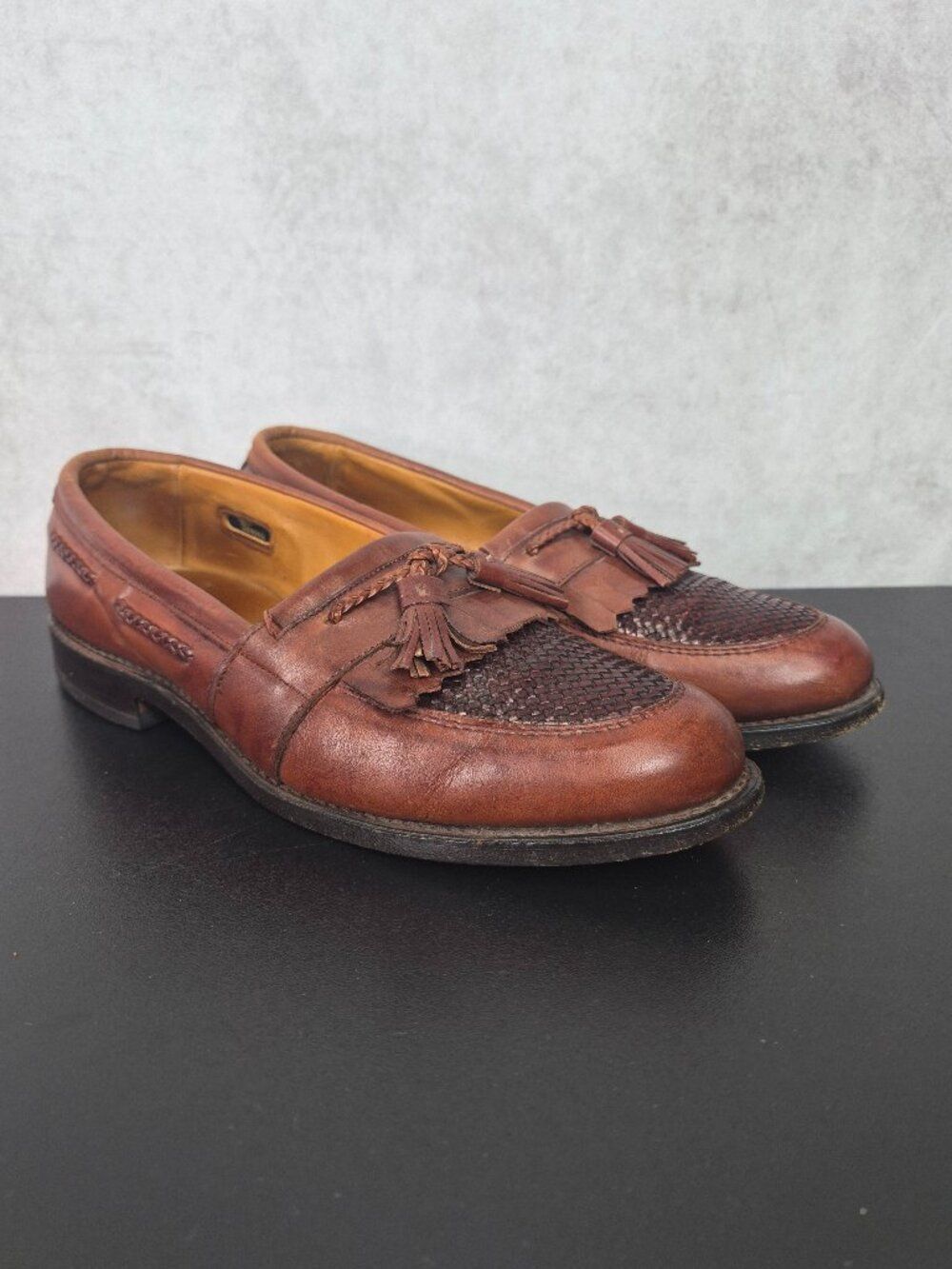 Allen Edmonds Cody Tassel Loafers Cognac Brown Leather Dress Shoes Kiltie 10 D